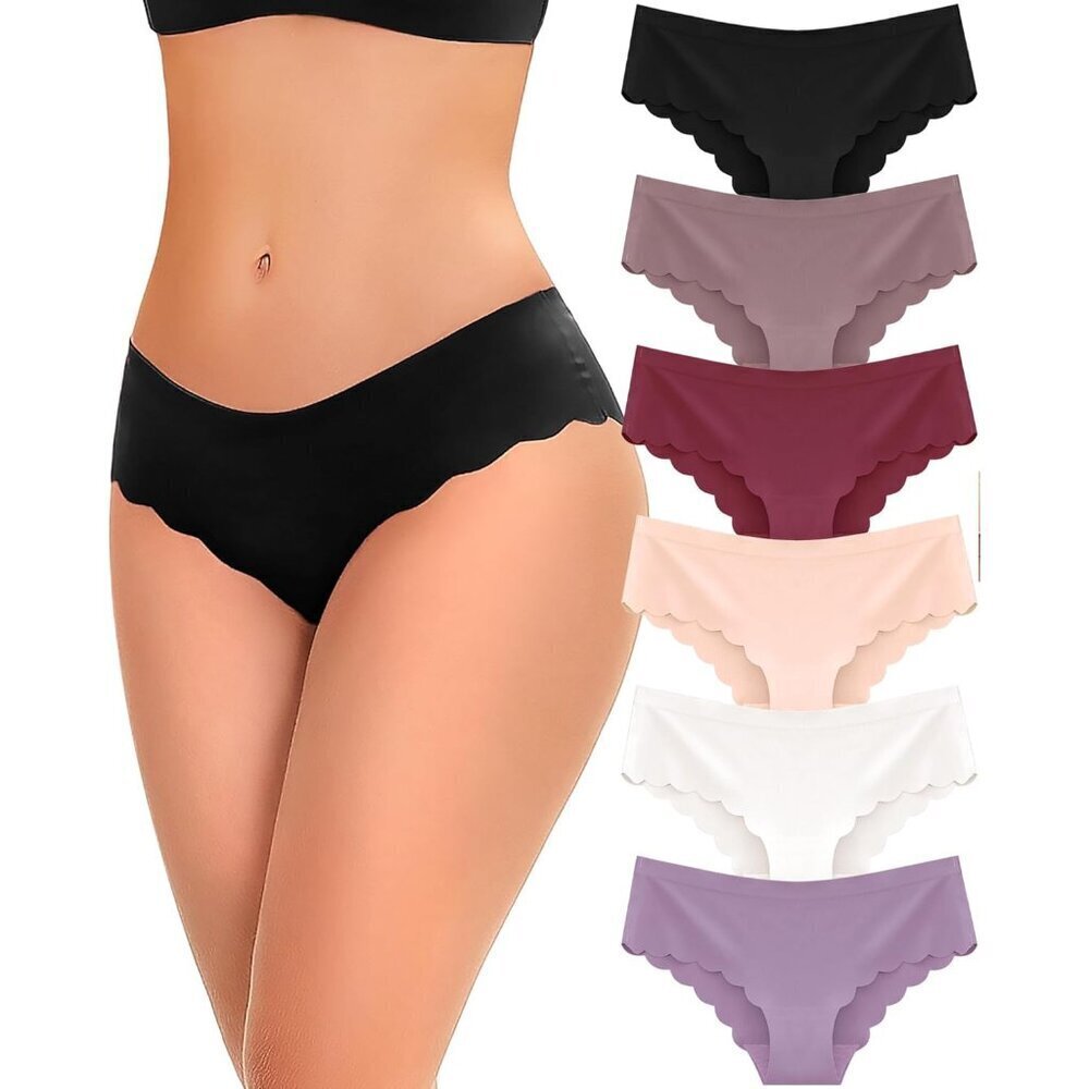 6 pack Seamless Underwear for Women Sexy Low Rise Hipster Wave Edge No Show Biki